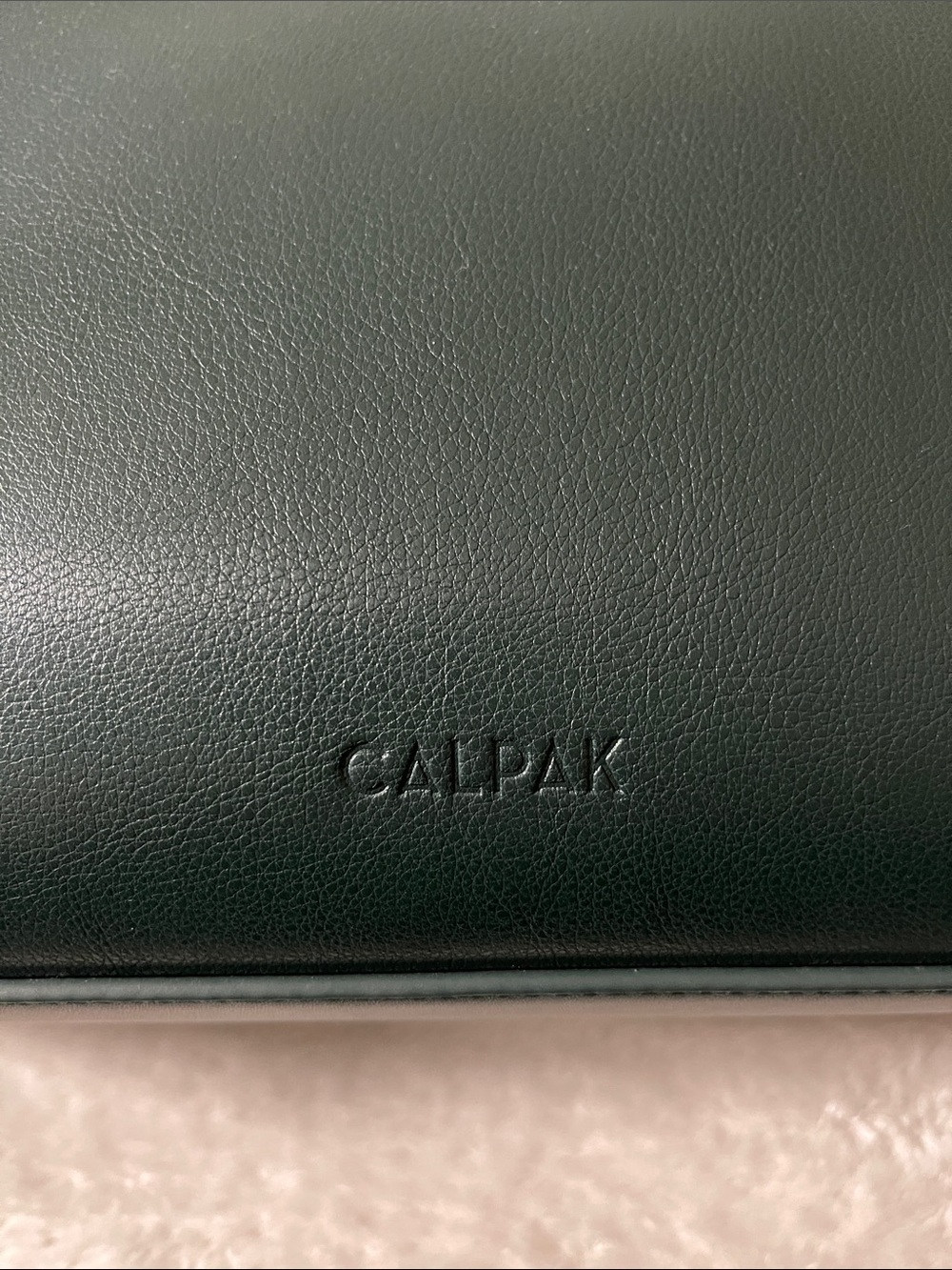 Calpak Haven Dark Green Embossed Leather Travel Laptop Bag - Picture 2 of 7